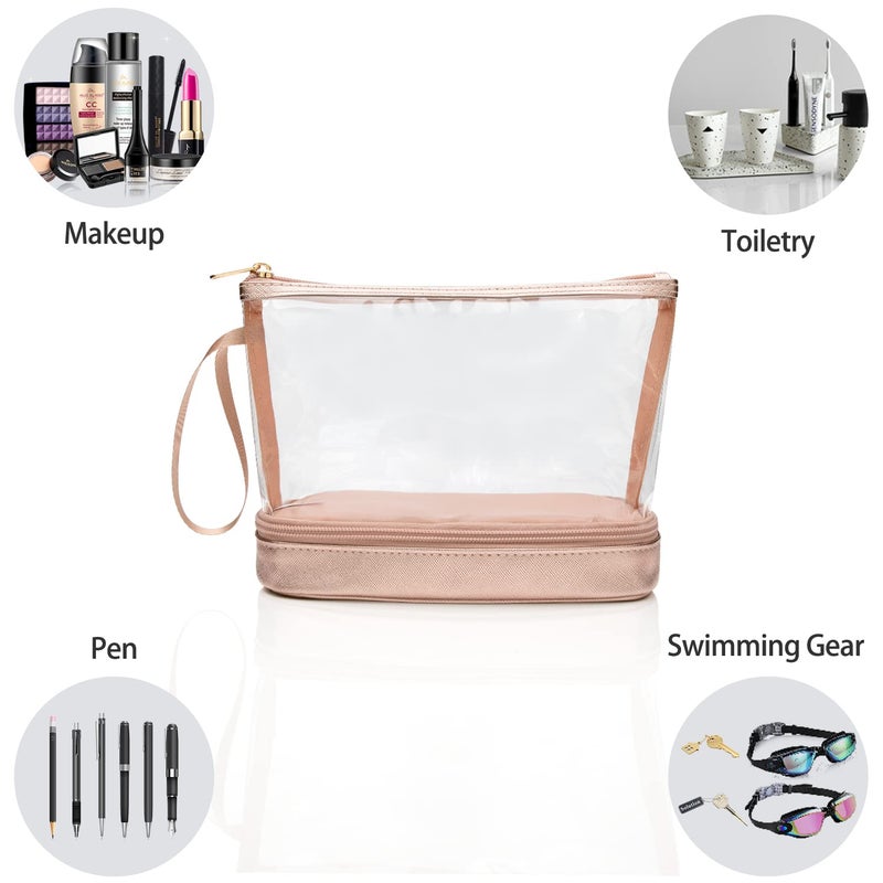 Ethereal Clear Makeup Bag  TSA Travel Makeup Organizer Bag Rose Gold Makeup Bags for Women Small Cosmetic Bag Portable Makeup Bag for Purse - Image 5